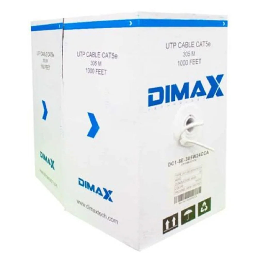 Caja de cable UTP CAT5e 305 metros, color blanco, ideal para redes y cableado estructurado