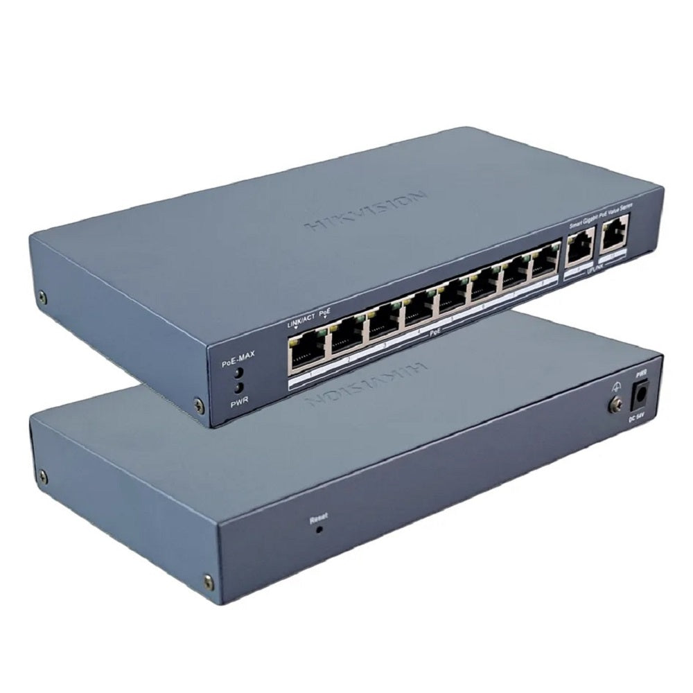 HIKVISION DS-3E1510P-EI Switch Smart Administrable PoE 8 Puertos Gigabit +2UpLink Watchdog 110W
