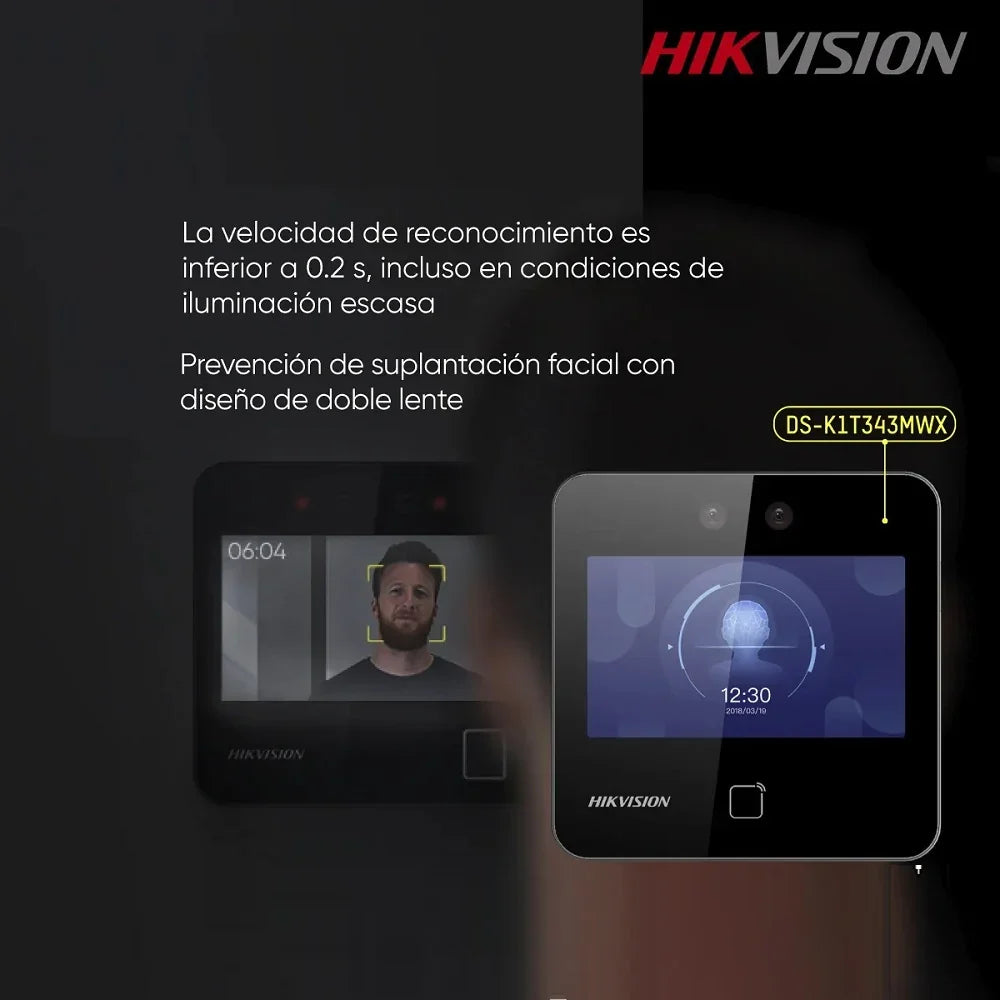 HIKVISION DS-K1T343MWX Control de Acceso y Asistencia WiFi 2MP 4.3" con Reconocimiento Facial