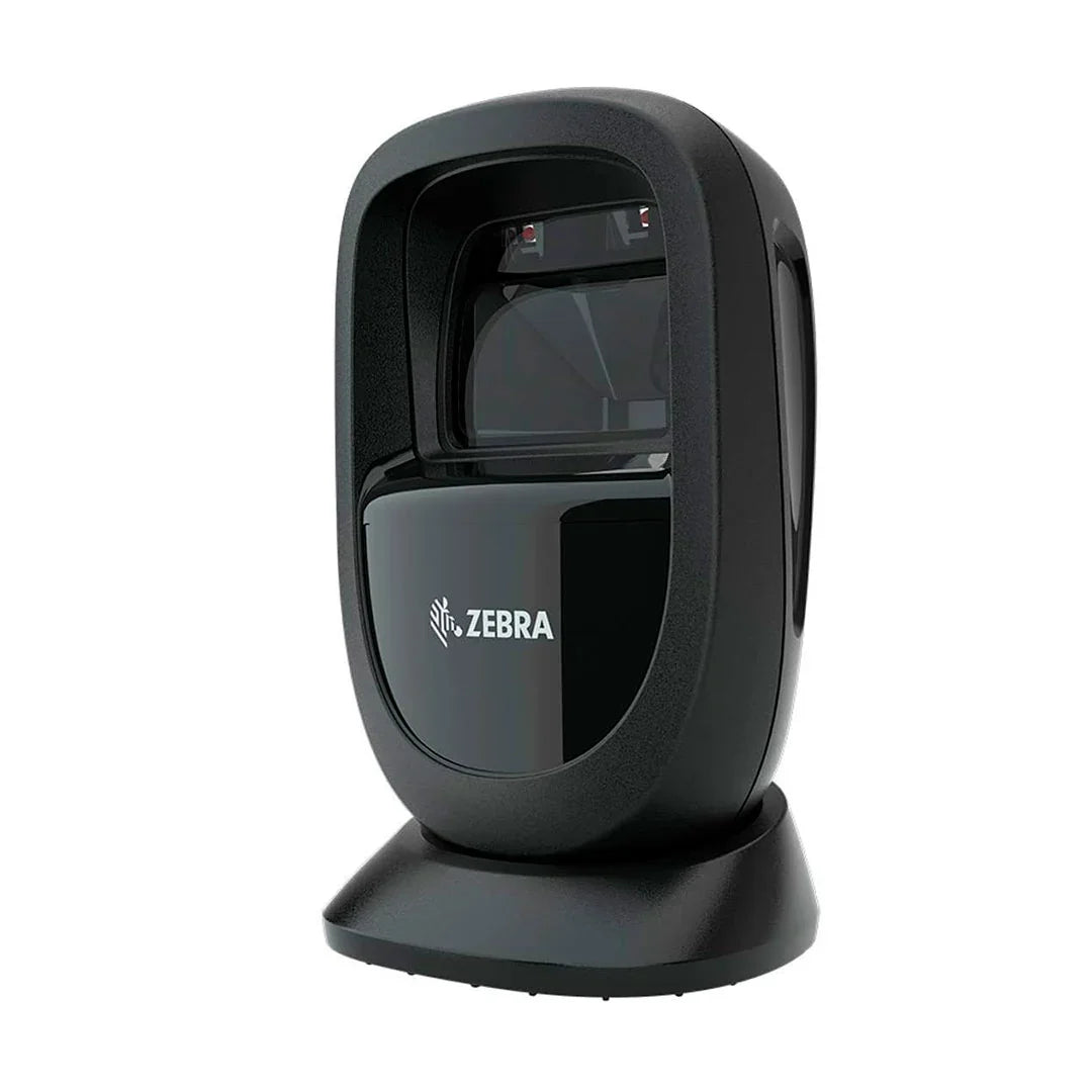 Lector de códigos de barras Zebra negro, escáner de sobremesa para punto de venta