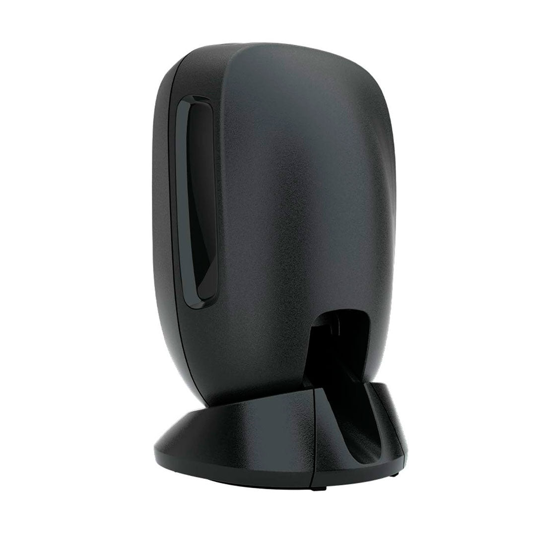 Escáner de código de barras negro de sobremesa para punto de venta y seguridad