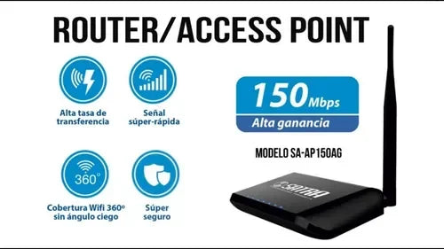 SATRA SA-AP150AG (SIN CAJA 7/10) Router N 150Mbps 2.4ghz 4 Puertos 10/100Mbps