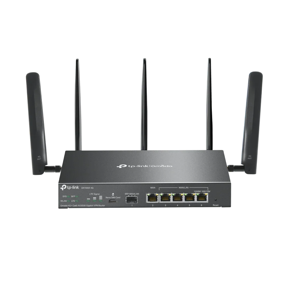TP-LINK ER706WP-4G Router VPN Gigabit 4G+ Cat6 Wi-Fi 6 AX3000