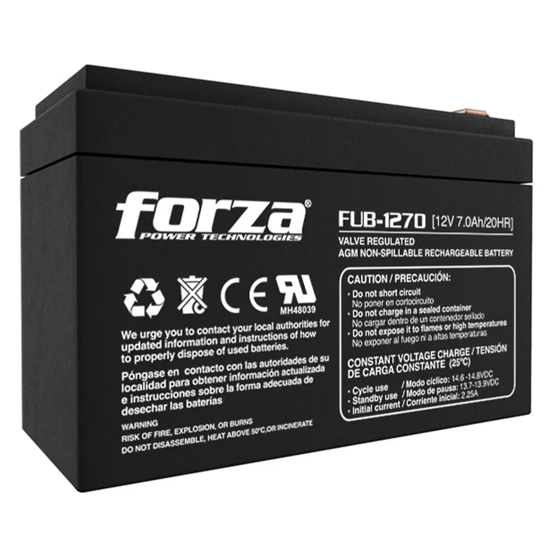 FORZA FUB-1270 Batería 12V 7A AGM recargable para UPS, Panel, Moto
