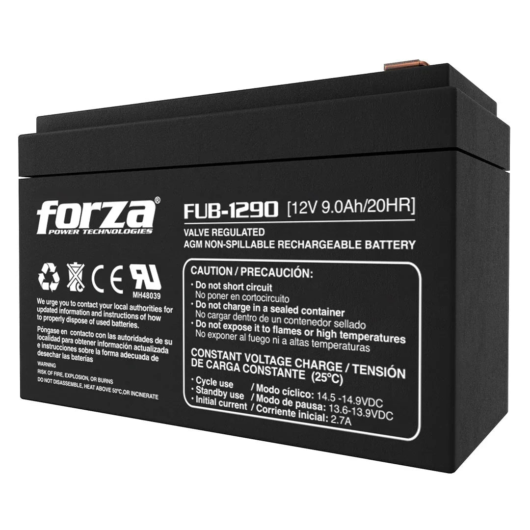 FORZA FUB-1290 Batería 12V 9A AGM Recargable para Ups, Panel, moto
