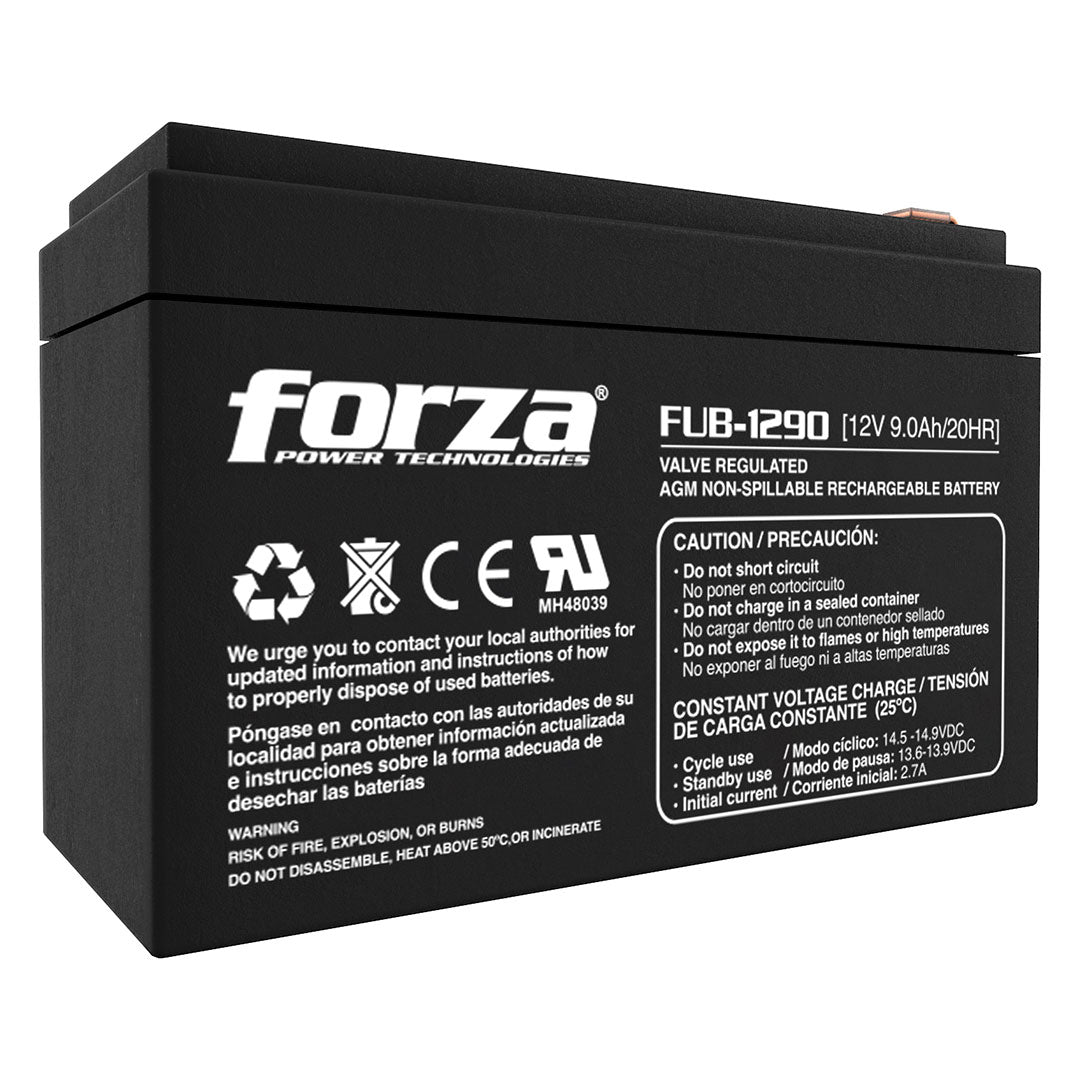 FORZA FUB-1290 Batería 12V 9A AGM Recargable para Ups, Panel, moto