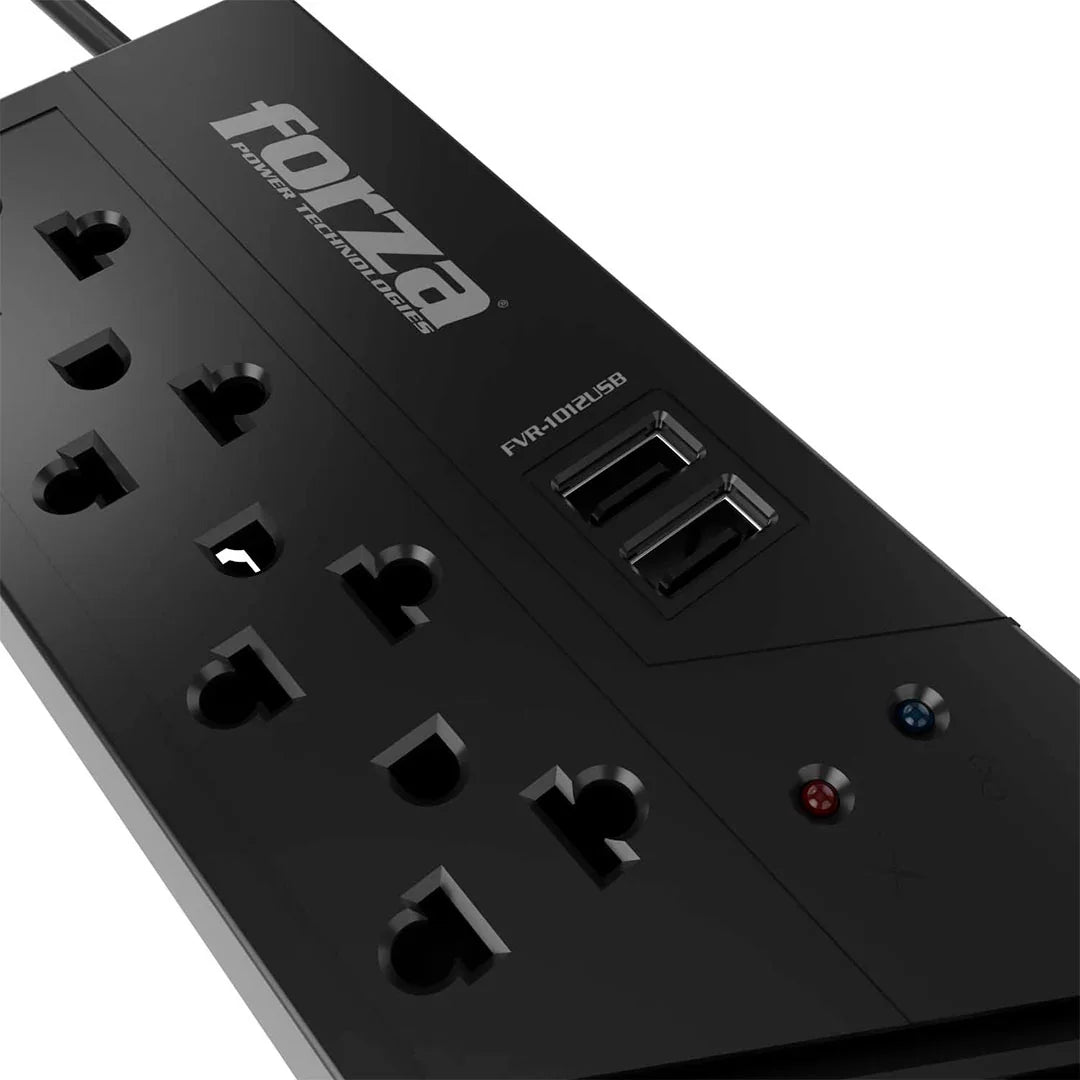 FORZA FVR-1012USB Estabilizador Regulador de energía 500W, 1000VA, 4 tomas, NEMA 2 USB