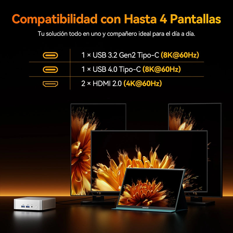 GEEKOM A8 Max Mini PC AMD Ryzen 7 8745HS Incluye 16GB RAM DDR5 y 1TB SSD
