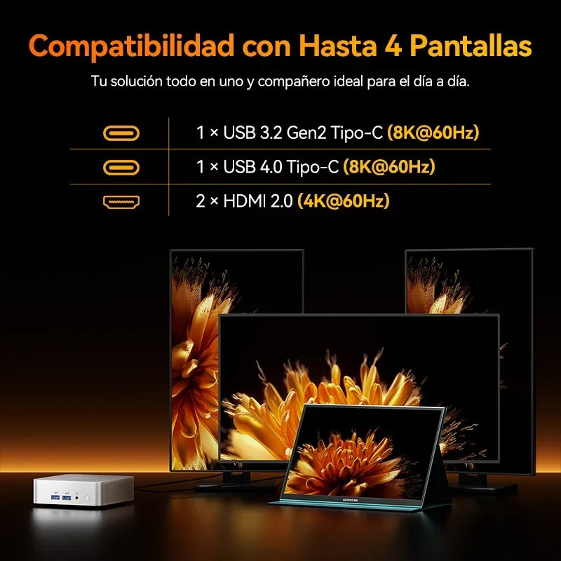 GEEKOM A8 Max Mini PC AMD Ryzen 7 8745HS Incluye 16GB RAM DDR5 y 1TB SSD