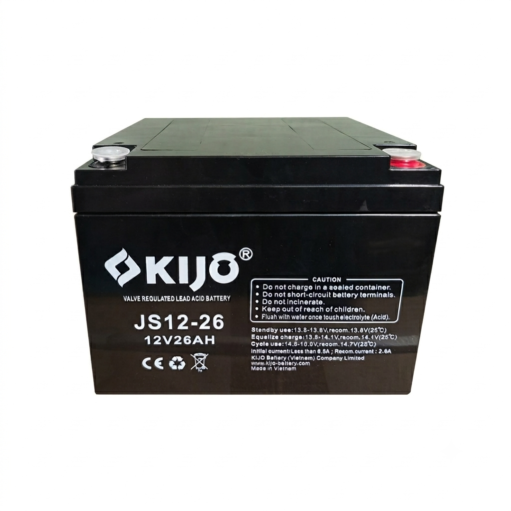 KIJO JS12-26AH Bateria 12V -26AH Seca AGM para UPS y Paneles Solares 16.5x12.5x17.5cm