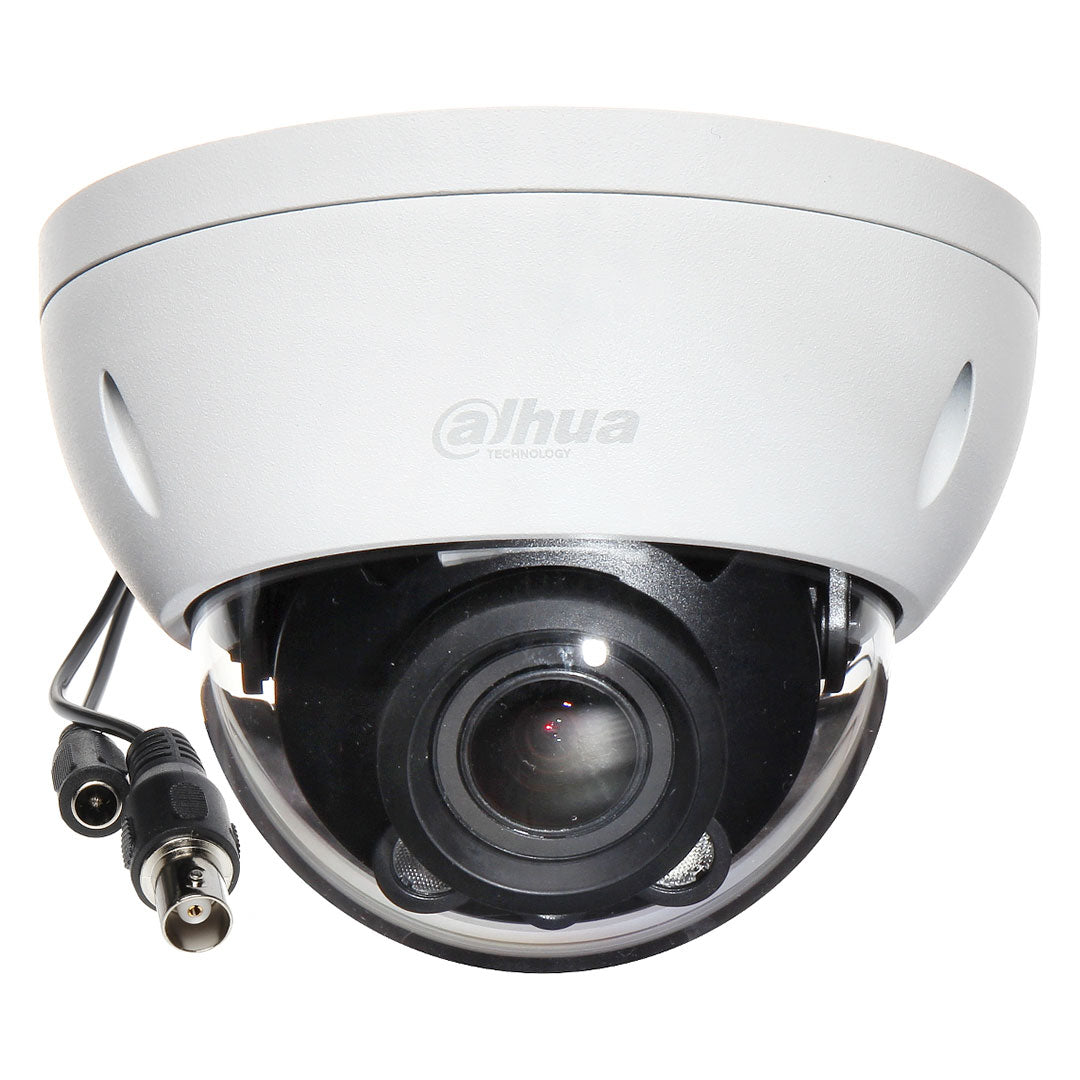 Cámara de videovigilancia tipo domo HD con lente ajustable y conectores de seguridad