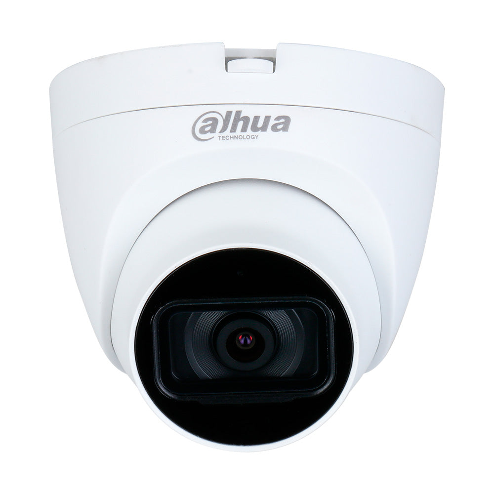 Cámara de videovigilancia domo blanca Dahua para seguridad electrónica y monitoreo