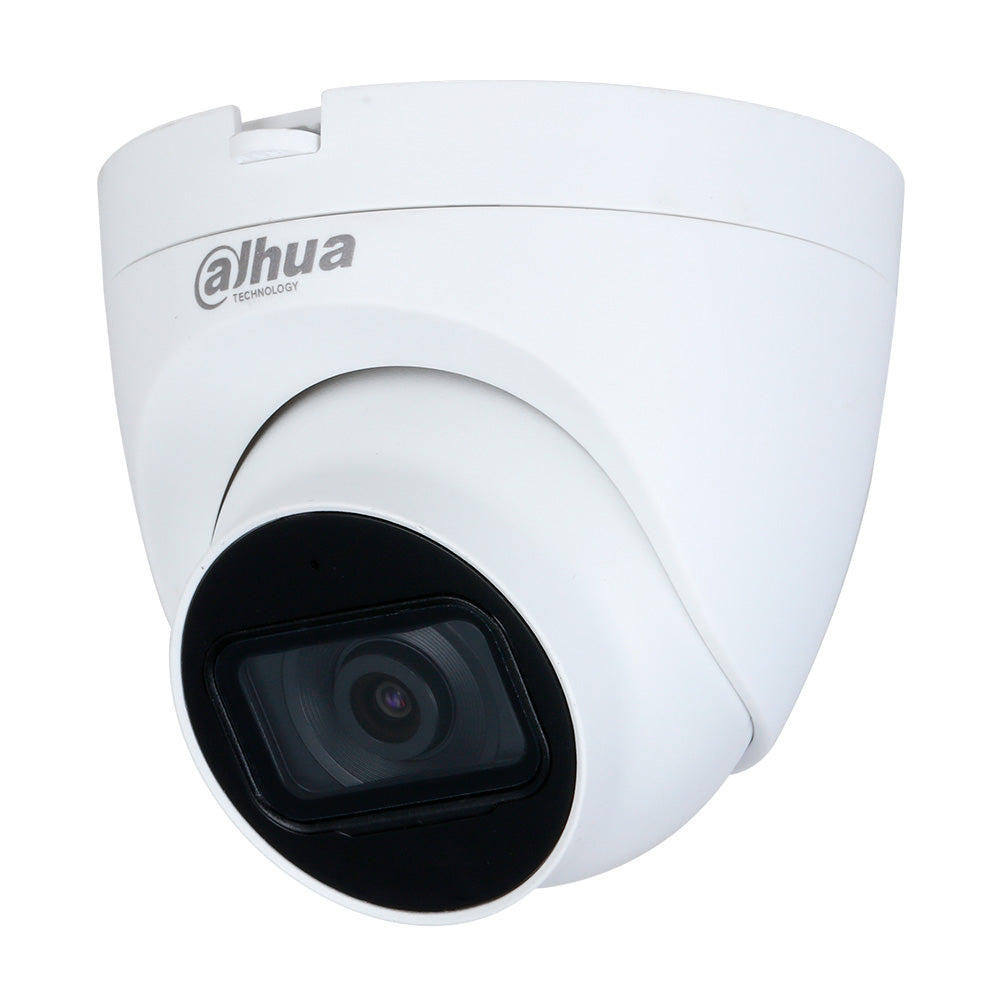 Cámara de videovigilancia domo blanca Dahua para seguridad electrónica y monitoreo.