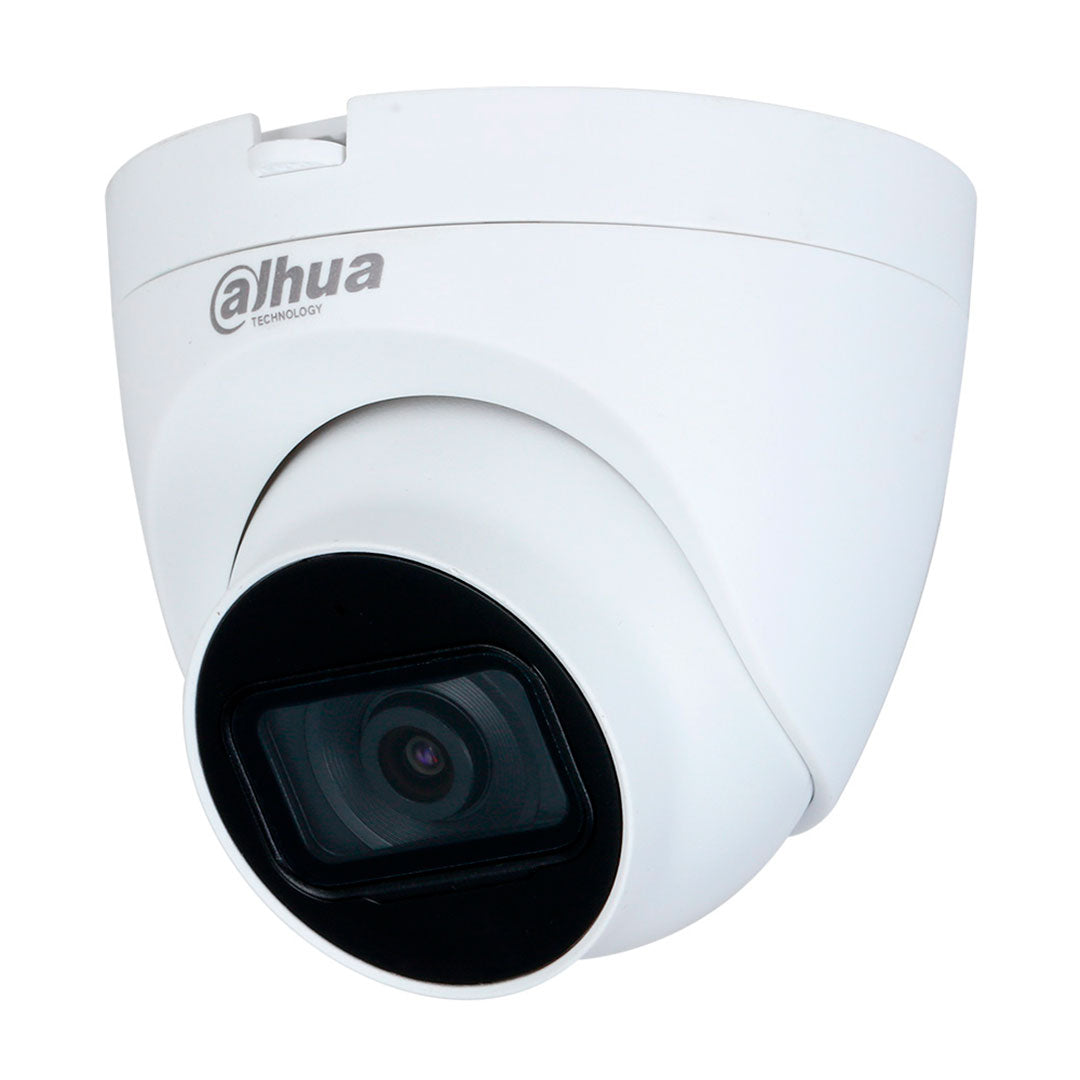 Cámara de seguridad tipo domo Dahua blanca para videovigilancia y monitoreo