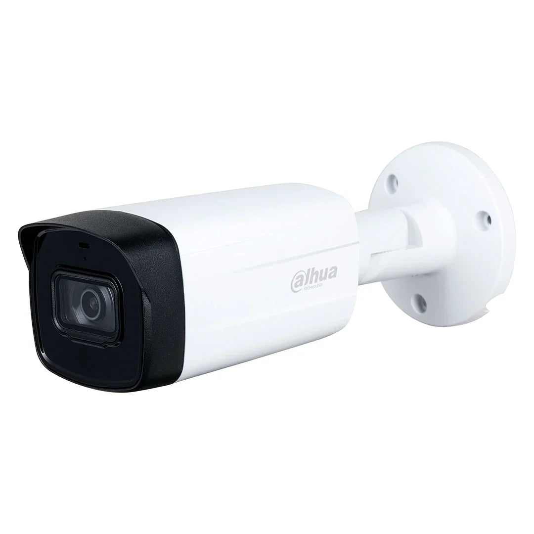Cámara de seguridad tipo bala Dahua blanca para videovigilancia y monitoreo