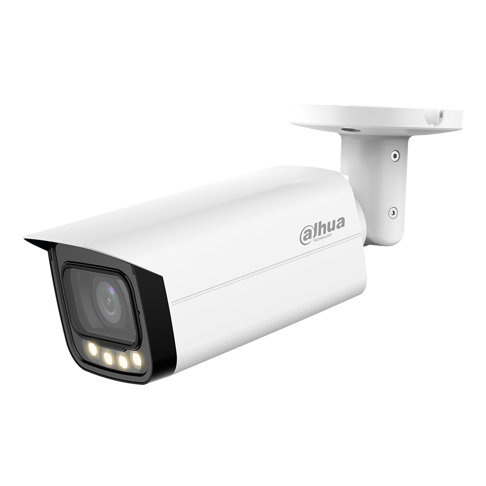 Cámara de seguridad tipo bala Dahua con lente y luces LED para videovigilancia exterior