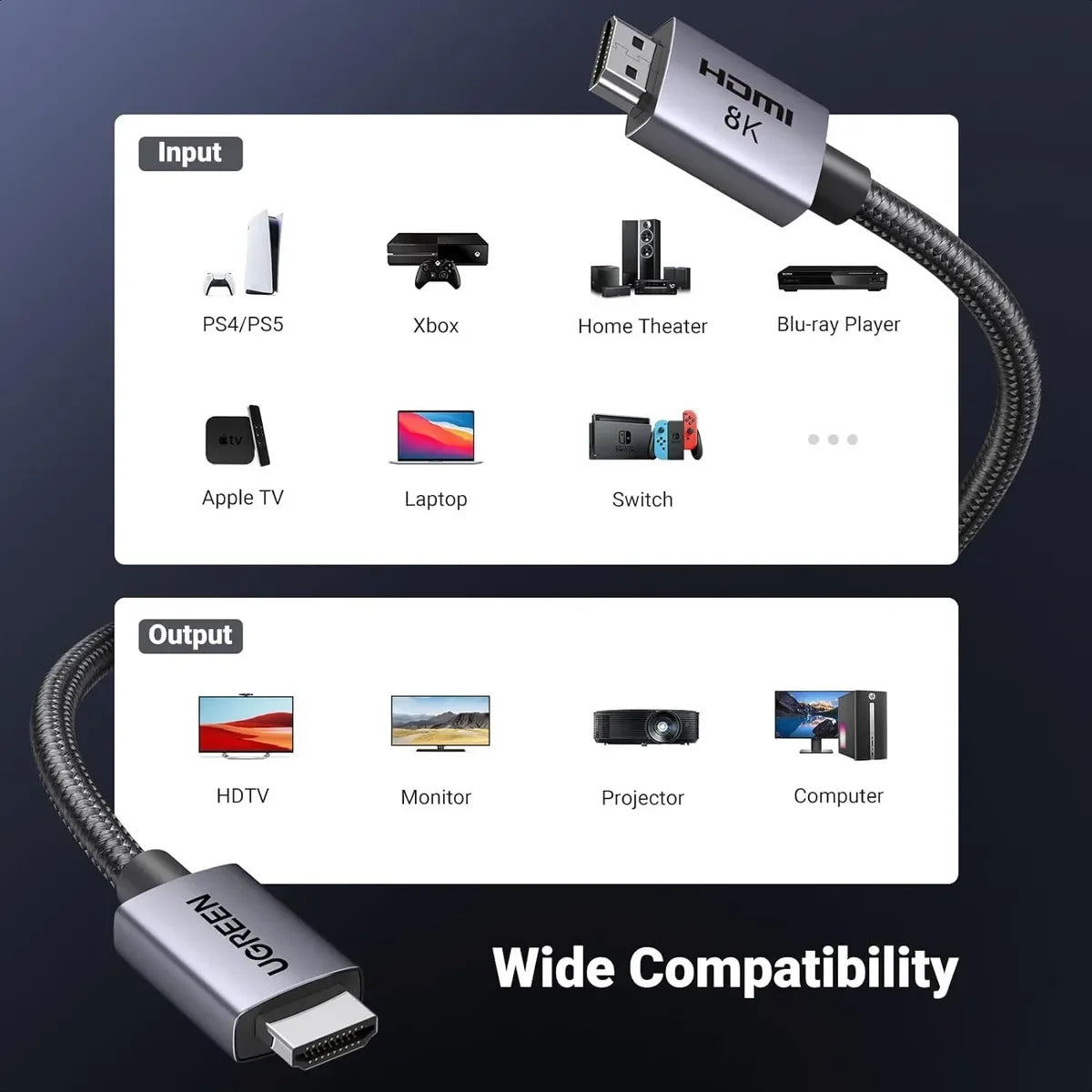 UGREEN HD171 25908 Cable HDMI a HDMI 2.1 8K 48Gbps 1m