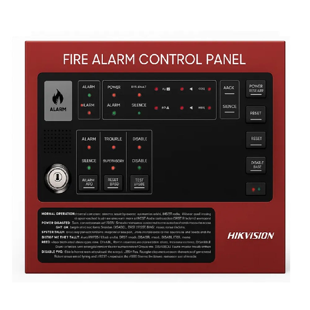 HIKVISION HF-C104 Panel de Alarma Contra Incendio 4 Zonas Convencional 24V 2 Hilos Inc Baterías