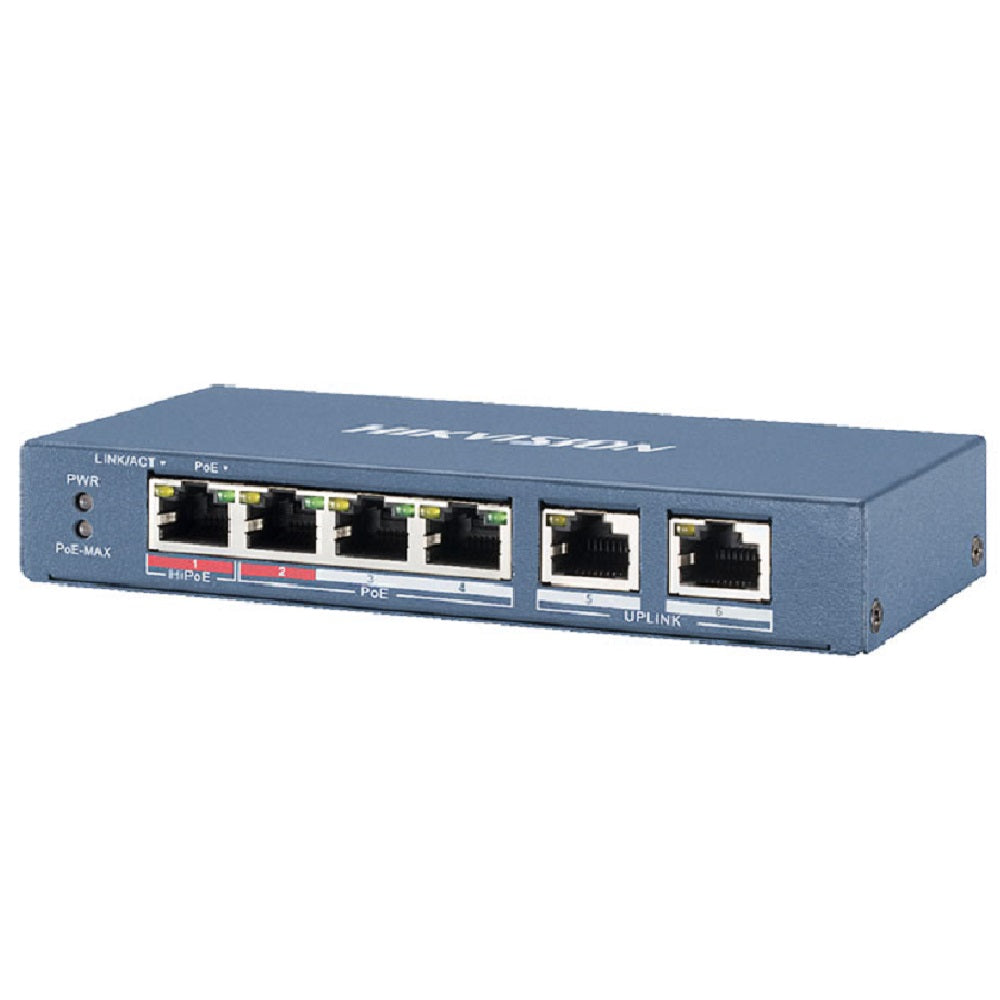 HIKVISION DS-3E0106HP-E Mini Switch PoE 4 Puertos PoE 10/100Mbps 60W