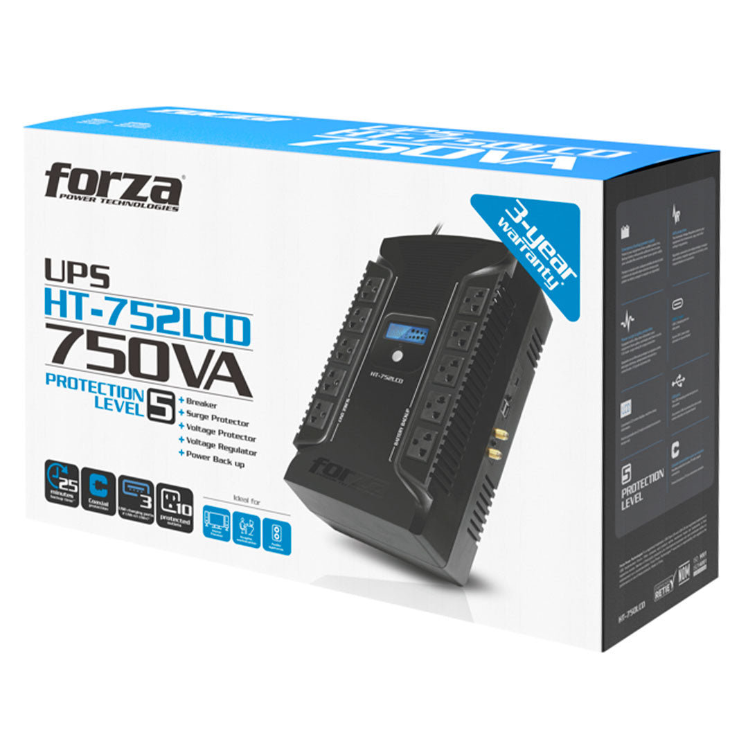 FORZA HT-752LCD UPS 750VA 450W Interactivo 220V 10 tomas