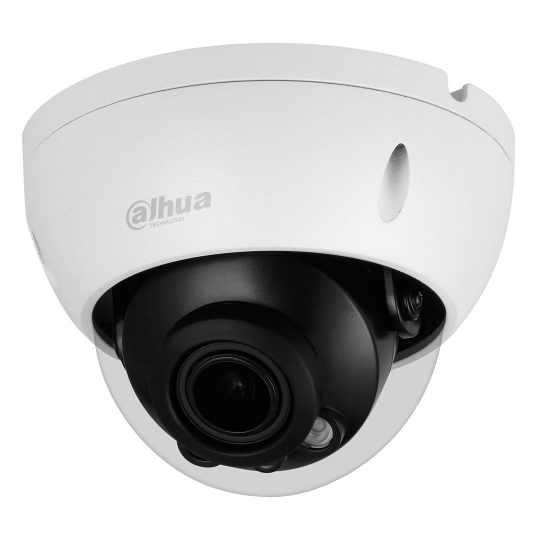 Cámara de seguridad domo Dahua para videovigilancia, carcasa blanca y lente visible