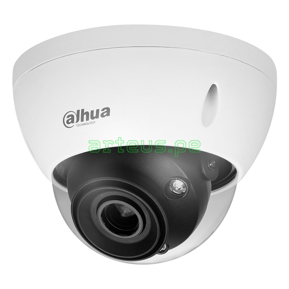 Cámara de seguridad domo Dahua para videovigilancia, lente motorizado, color blanco.