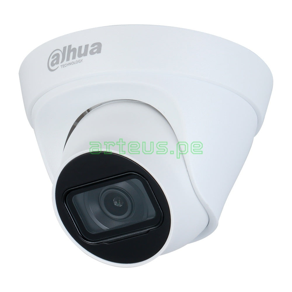 Cámara de videovigilancia tipo domo blanca Dahua para seguridad electrónica y monitoreo