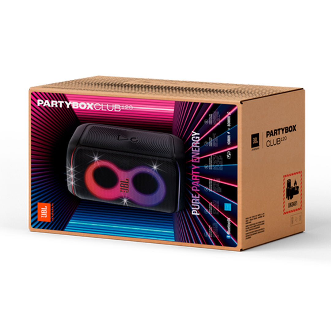 JBL PARTYBOX CLUB 120 Altavoz portátil 160w a prueba de salpicaduras, asa plegable y batería reemplazable (JBLPBCLUB120AM)