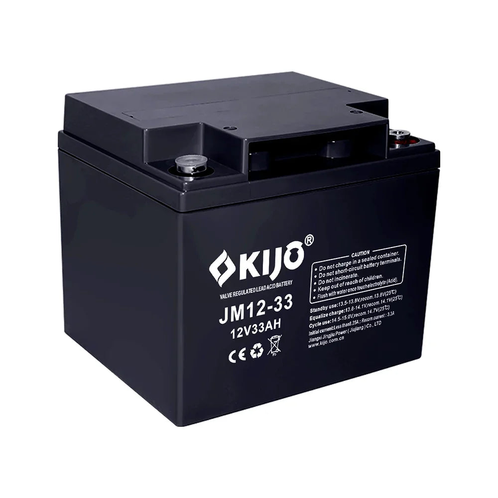 KIJO JM12-33AH Bateria 12V -33AH AGM de Ciclo Profundo para UPS y Paneles Solares 19.5x13x16.7cm