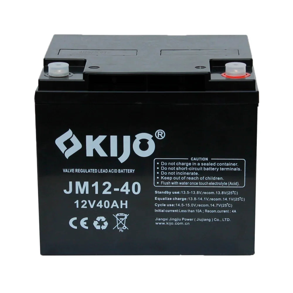 KIJO JM12-40AH Bateria 12V -40AH AGM de Ciclo Profundo para UPS y Paneles Solares 19.7x16.5x17cm