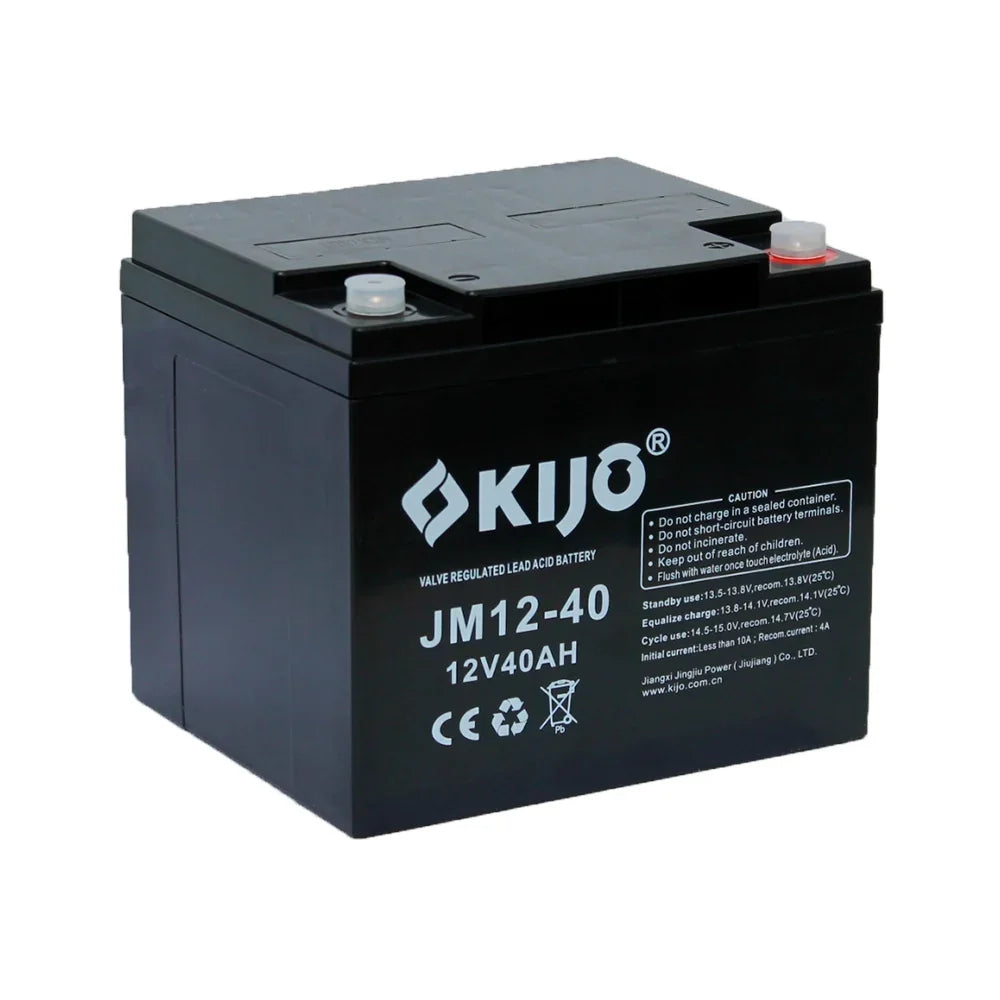 KIJO JM12-40AH Bateria 12V -40AH AGM de Ciclo Profundo para UPS y Paneles Solares 19.7x16.5x17cm