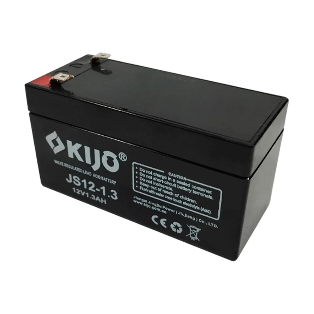 KIJO JS12-1.3AH Batería 12V-1.3AH Seca AGM para UPS y Paneles Solares 9.7x4.3x5.2cm