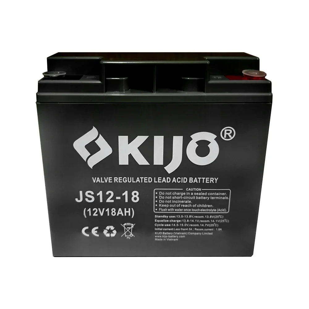 KIJO JS12-18AH Bateria 12V -18AH Seca AGM para UPS y Paneles Solares 18.1x7.7x16.7cm