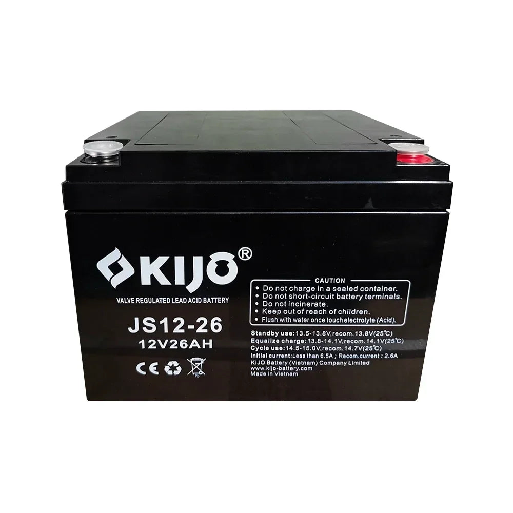 KIJO JS12-26AH Bateria 12V -26AH Seca AGM para UPS y Paneles Solares 16.5x12.5x17.5cm