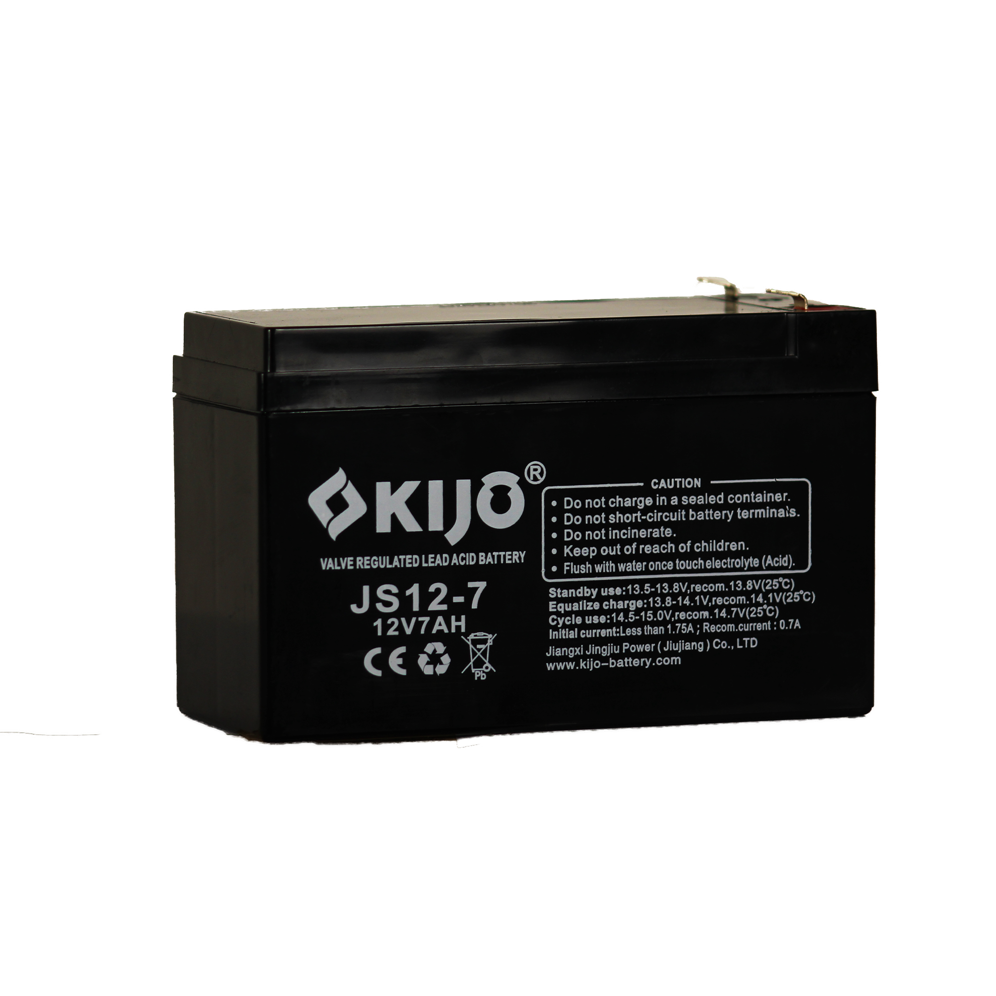 KIJO JS12-7AH Bateria 12V 7AH Seca AGM para UPS, Solar y paneles 15.1x6.5x9.4cm