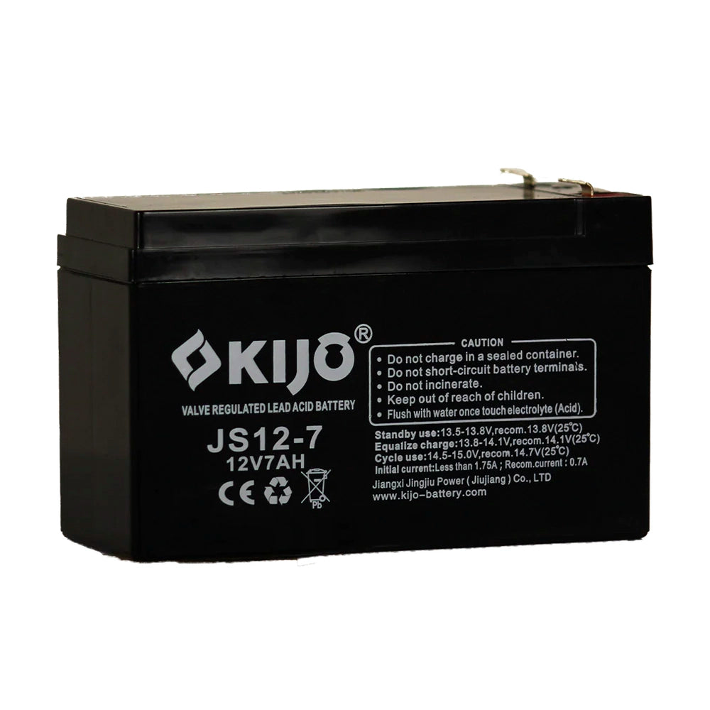 KIJO JS12-7AH Bateria 12V 7AH Seca AGM para UPS, Solar y Paneles 15.1x6.5x9.4cm