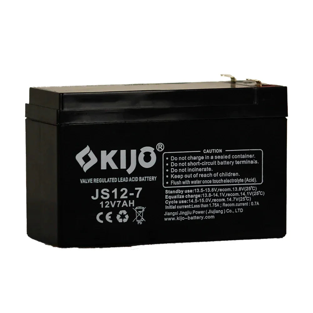 KIJO JS12-7AH Bateria 12V 7AH Seca AGM para UPS, Solar y Paneles 15.1x6.5x9.4cm
