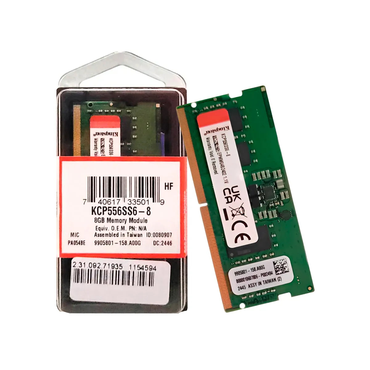 KINGSTON KCP556SS6-8 Memoria RAM SODIMM 8GB DDR5-5600MT/s PC5-44800 CL46 1.1V 262pin 1Rx16 Non-ECC