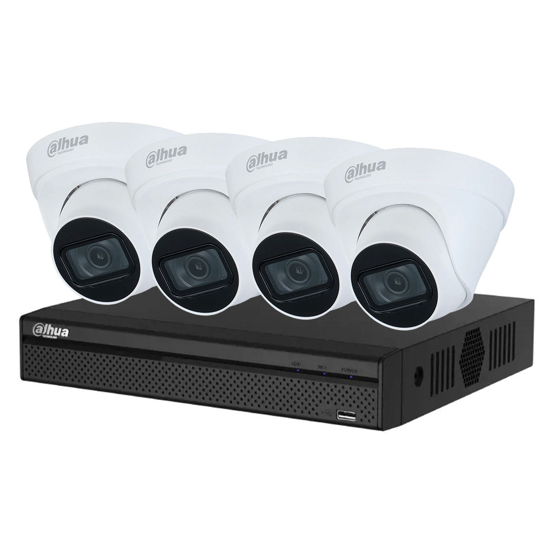 DAHUA KIT/NVR1104HS-P-S3/H/4- HDW1230T1P-02 Kit Videovigilancia Gtabador + 4Domo