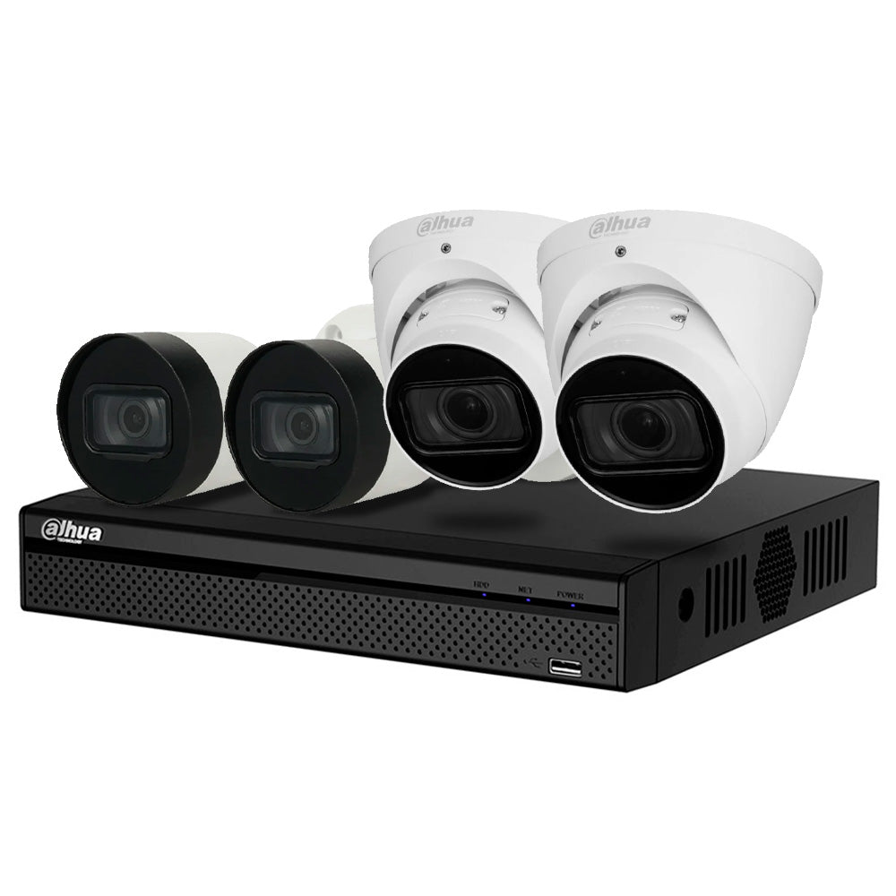 DAHUA KIT-NVR4CH-2B-2D Kit Cámaras de Seguridad IP POE Full HD 2MP: NVR 4CH, 2 Cámaras Interior y 2 Cámaras Exterior