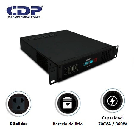 CDP LI-708 UPS Interactivo Portatil 700VA 330W 8 Tomas Bateria Litio