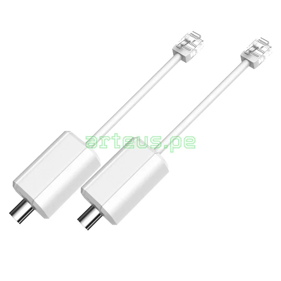 Par de adaptadores balun para cámaras de seguridad, conector coaxial a RJ45, color blanco