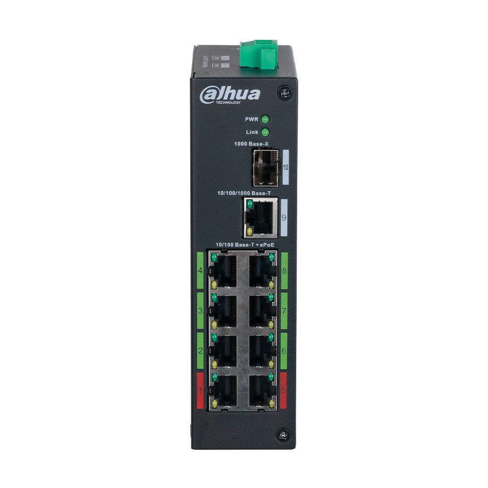 DAHUA LR2110-8ET-120 Switch Industrial 8 Puertos e-POE 10/100 1SFP 120w No Administra Capa 2