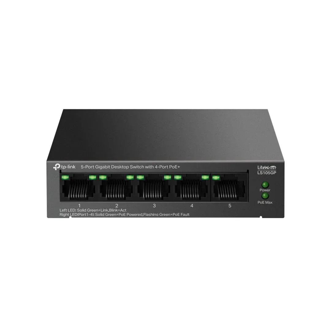 TP-LINK LS105GP Switch Conmutador de Escritorio 5 Puertos Gigabit con 4P PoE+