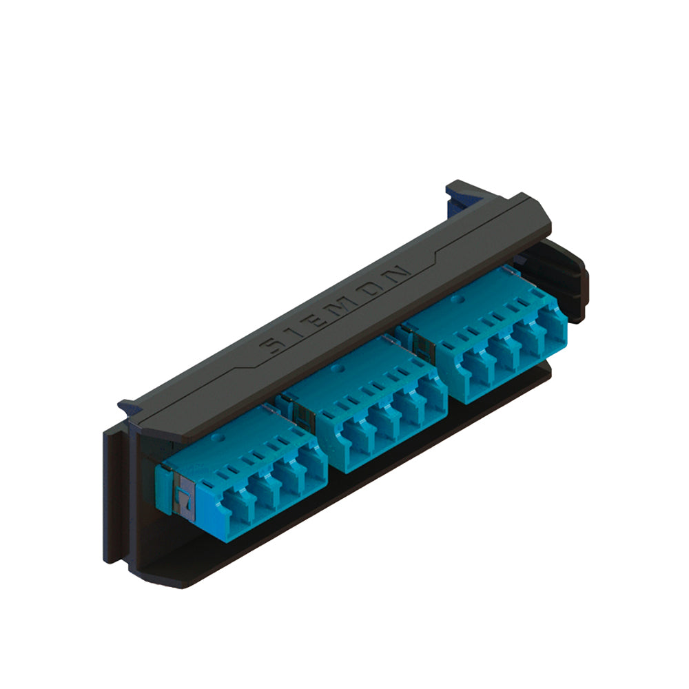 SIEMON LVA12-LCU-BC-A Placa Adaptador FO, LightVerse, con 12 Acopladores LC, Monomodo color Azul.