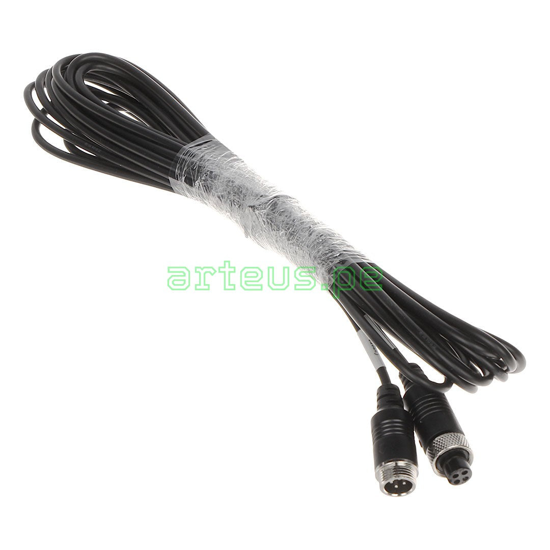 Cable negro con conectores circulares de pines, ideal para redes o cableado estructurado