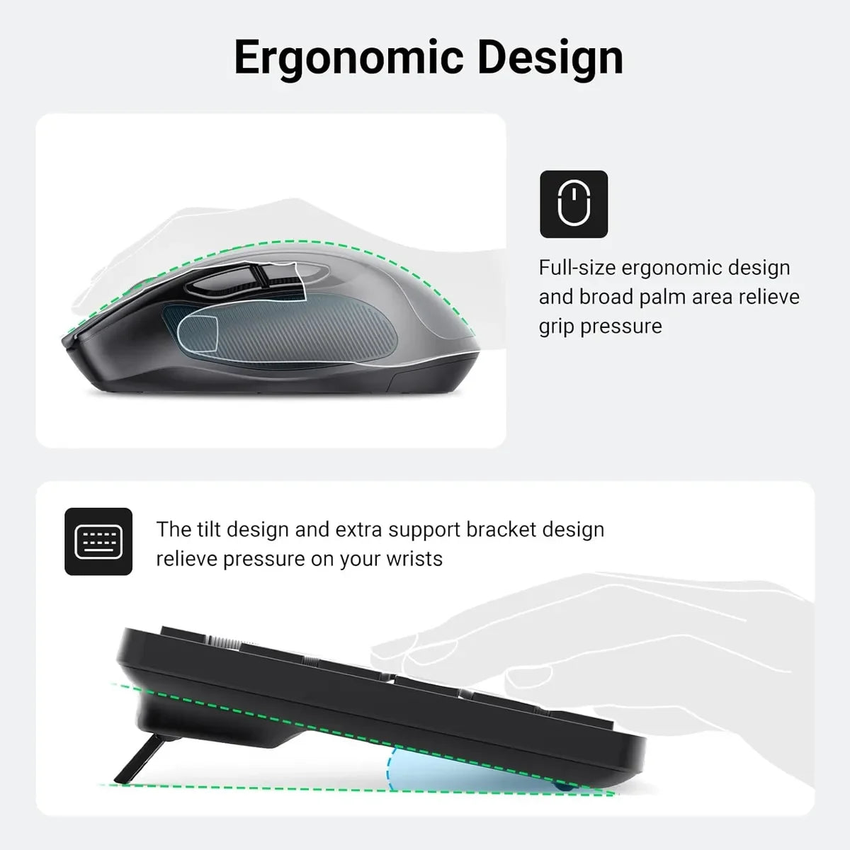 UGREEN MK006 35740 Combo Teclado y Mouse Inalambrico 4000dpi 2.4G