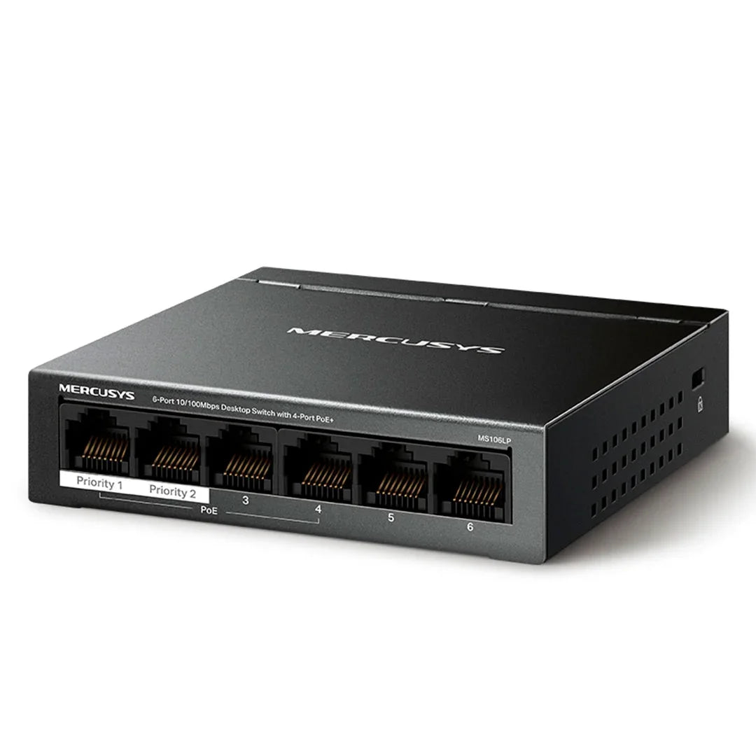 MERCUSYS MS106LP Switch 6 Puertos RJ45 100Mbps 4P PoE+