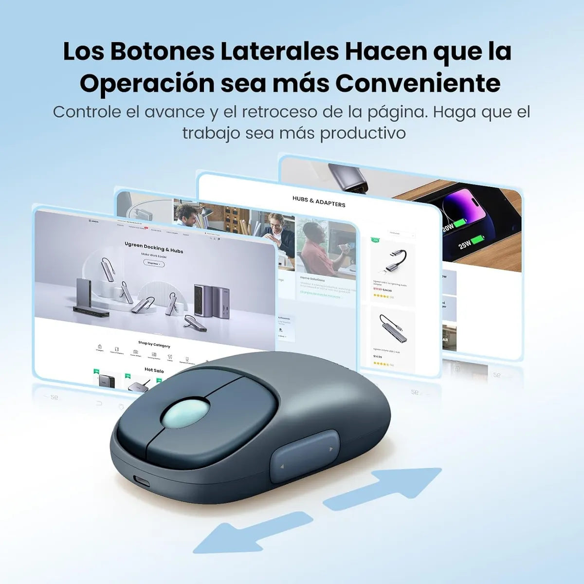 UGREEN MU102 90538 Mouse Inalámbrico Recargable 2.4G & Bluetooth