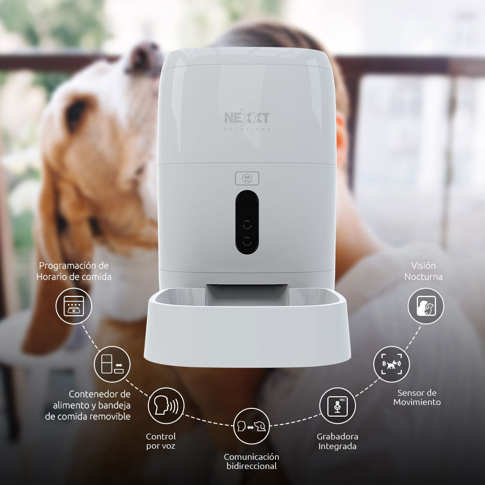 NEXXT SOLUTIONS NHA-P610 Dispensador WIFI de Alimento para Mascotas con Cámara 1080P